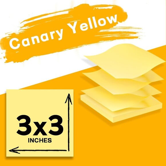 12 Pads Pop Up Sticky Notes 3x3 Refills, Canary Yellow Strong Adhesive Post, Sui - Picture 2 of 7